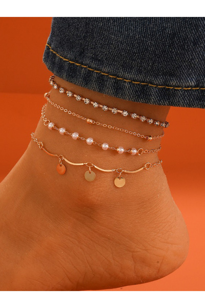 Styli مجموعة من 4 أساور كاحل كاجوال