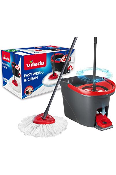 Xess Easy Wring & Clean Spin Mop & Bucket Set with Foot Pedal, 3-Piece Handle 130 cm