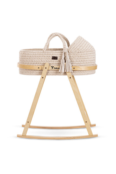 TEKNUM Moses Rope Basket with Stand - Natural Wood