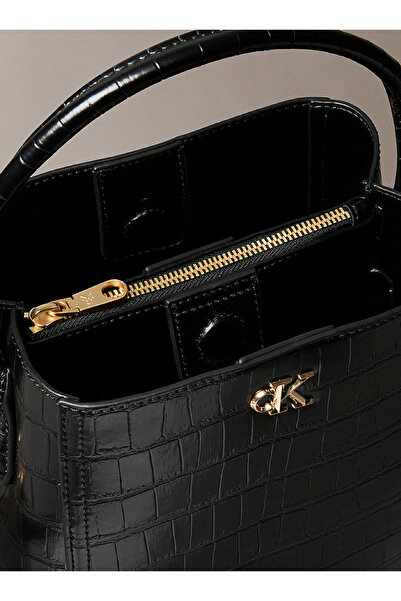 Calvin Klein Crocodile-Effect Crossbody Bucket Bag