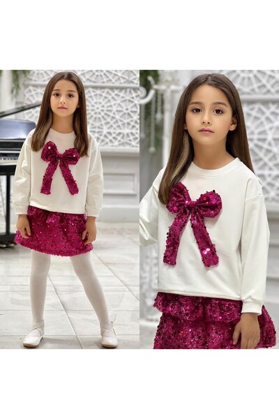 ALPİDS 3-Piece Girl's Set with Sequin Fabric Balloon Skirt