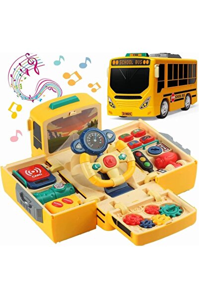 AM ANNA School Bus Driving Toy with Sound and Light Simulation