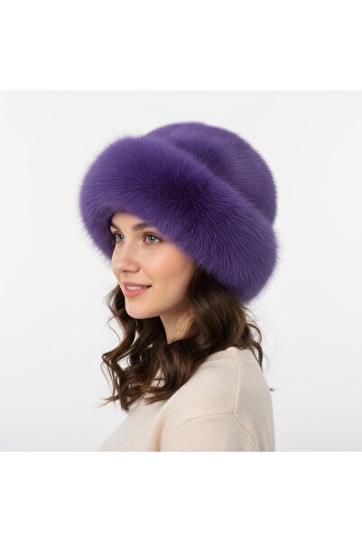 gigigiyim Women's Kalpak Beret with Faux Fur Detail