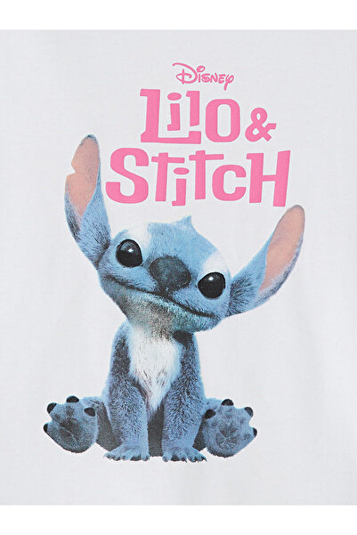 LC Waikiki guler rotund Set de pijamale pentru fete Stitch cu imprimeu