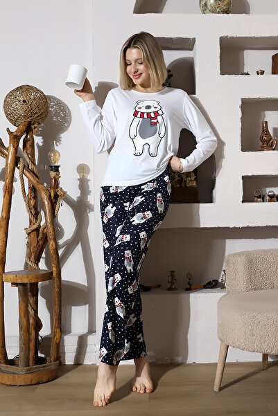 forte bella Patterned Long Sleeve Top and Bottom Pajama Set