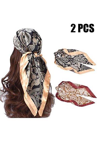 Generic Satin Large Square Head Scarf for Women, 2-Pack (35×35 in)