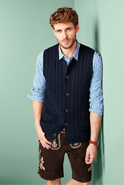 Tchibo Men Crochet Sweater Vest, Navy