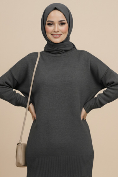 cemo Knitwear Tunic Trousers Hijab Suit
