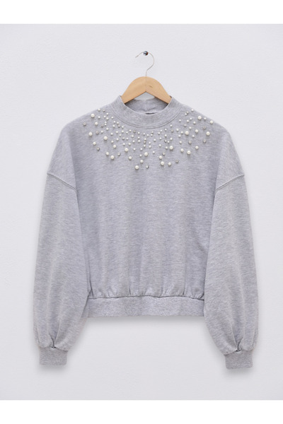 HİJABAYA Μισόχρωμο πουλόβερ με πέτρες στο μπροστινό μέρος