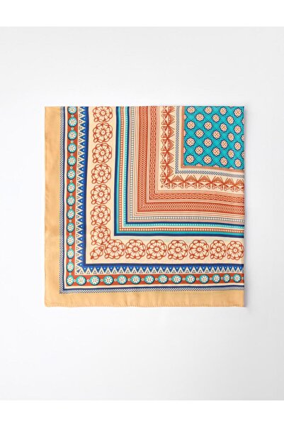 Jimmy Key Orange Geometric Pattern Scarf