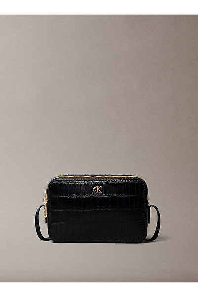 Calvin Klein Crocodile-Effect Crossbody Camera Bag