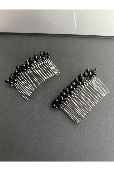 Store 2li toka gelin aksesuar özel gün tokası siyah boncuklu tarak toka düğün...