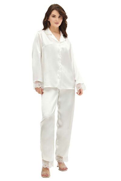 MOONGIRL KADIN SATEN DANTEL DETAYLI PİJAMA TAKIM