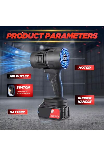 hoffmans TurboAir Portable Air Blower - 2 Batteries 48V, 130000 RPM, Cordless, Water, Dust, Snow