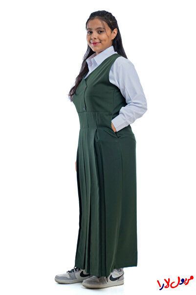 maryool lara مريول زيتي موديل اربعة زرار - سادة