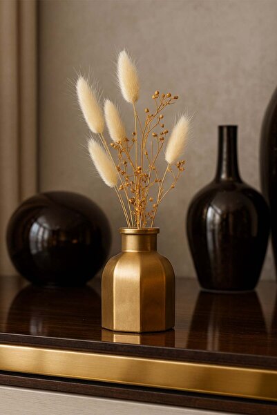 Otaera Gold Accent Lines Vase - Design Decorative Object, Modern Striped Form...