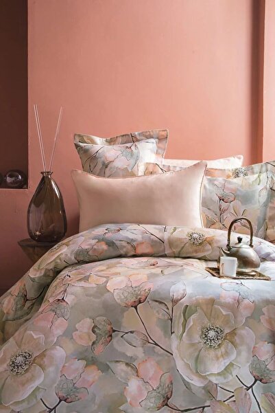 İssimo Home Sakura 300 TC (120 Tel) Dijital Pamuk Saten Nevresim Takımı Çift Kişilik