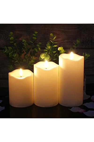Renvox Kumandalı Alevsiz Titreyen LED Mum Seti - 3’lü Dekoratif Titrek Işık F...