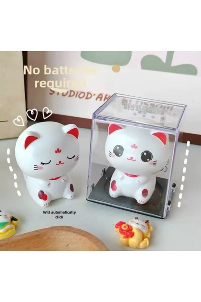 BLUEST SHOP Sevimli Kedi Güneş Işığı İndüksiyon Plastik Heykel Restoranlar Ar...