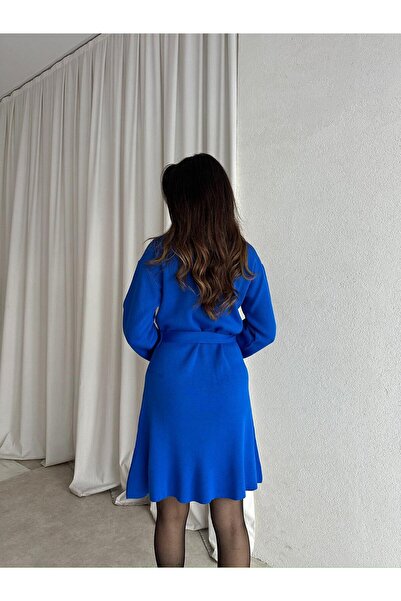 Mooi Butik Mi̇u Knitwear Mini Dress 8615 - Blue