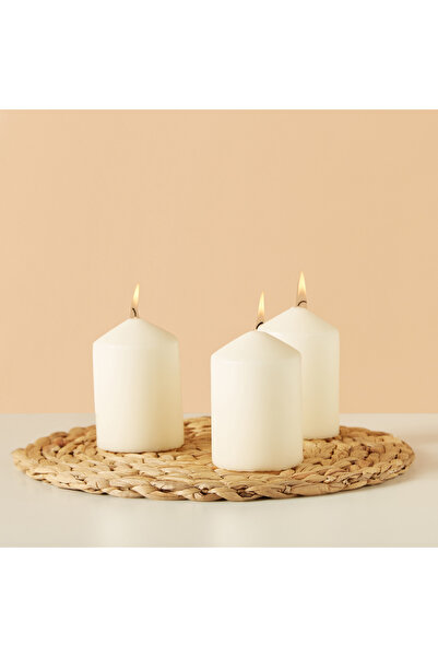 Lifestyle مجموعة شموع أساسية غير معطرة، مكونة من 3 قطع - 10 سم