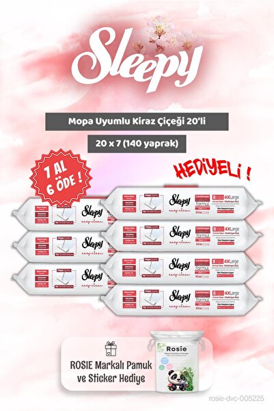 Sleepy Kiraz Çiçeği 20'li, 7 Paket Mopa Uyumlu ve Pamuk