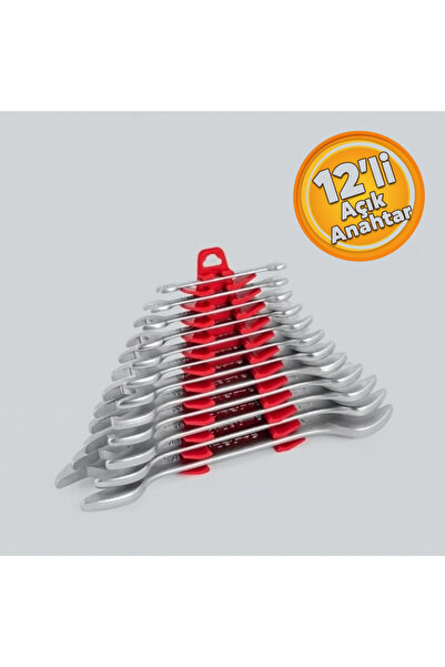 İzeltaş 12'li İki Ağız Açık Anahtar Takımı Kısa Boy 12 Parça