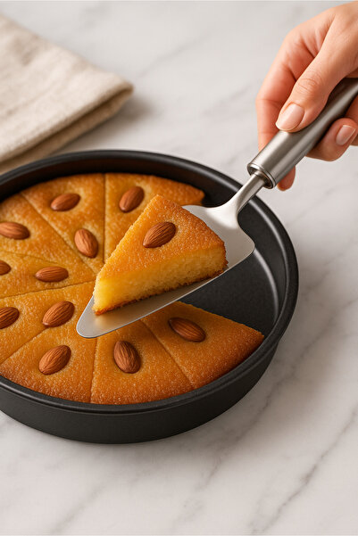 Orvila Stainless Steel Multi-Purpose Cake & Pizza Spatula - Slicing and Serving - Serrated