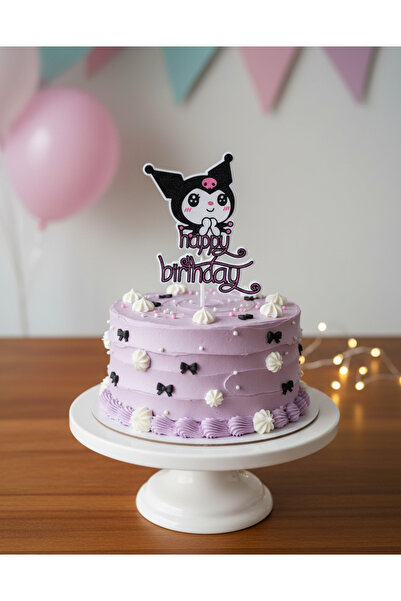 DigiArtisan3D Sevimli Kuromi "Happy Birthday" Pasta Süsü - Kişiye Özel Parti ...