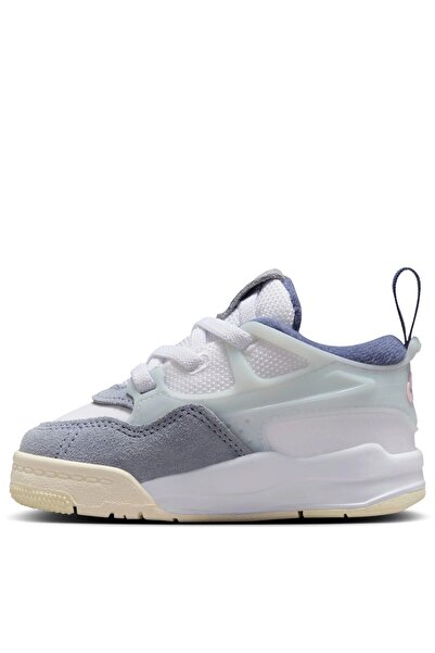 Nike Jordan 4 Rm Td Leather Sneakers Genuine Leather Rubber Lace-Up Kids' Sneakers White Blue