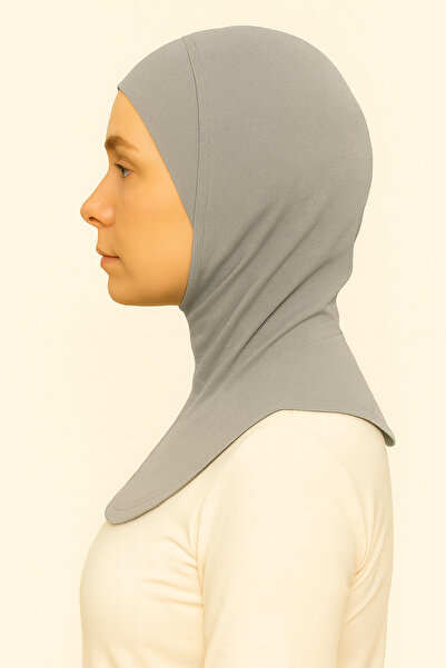 Merve Nayir Women's Hijab Practical Neck-Covering Ninja Bonnet Gray Sports Bonnet