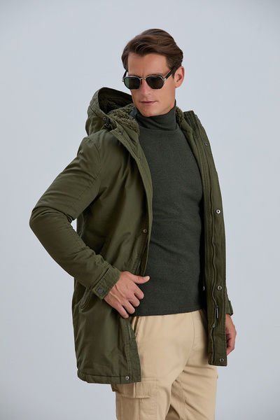 PIQUE Men's Coat Hooded Men's Cotton Coat