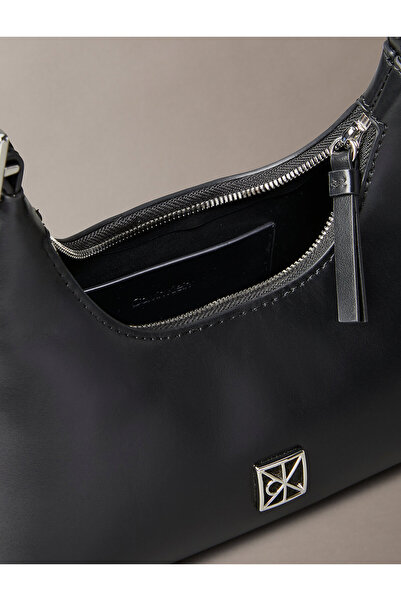 Calvin Klein Monogram Logo Emblem Leather Small Shoulder Bag