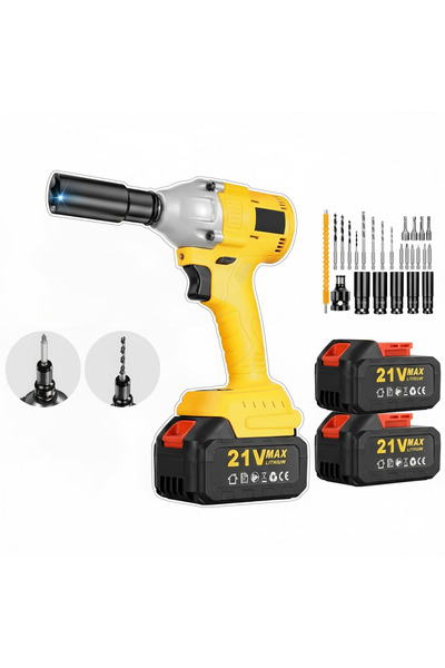 WAKYME مثقاب كهربائي لاسلكي مع محرك بدون فرشاة، عزم دوران أقصى 650 نيوتن متر، 3300 دورة في الدقيقة، بطارية 4.0