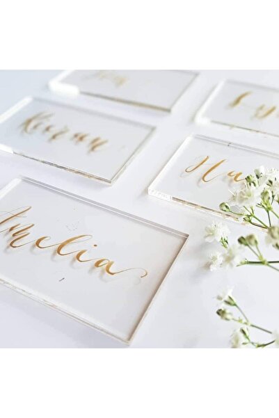 Generic 25 Pcs Clear Acrylic Place Cards - Blank Rectangle Wedding Name Cards