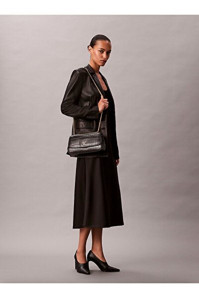 Calvin Klein Small Croc-Effect Shoulder Bag