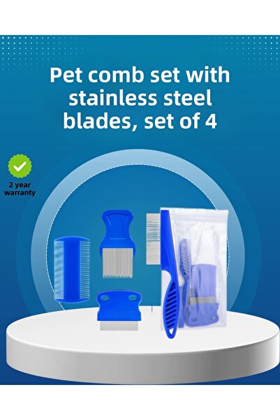 Belle Fusion Bfs 4-Piece Ergonomic Comb Set for Cats, Dogs, and Small Animals