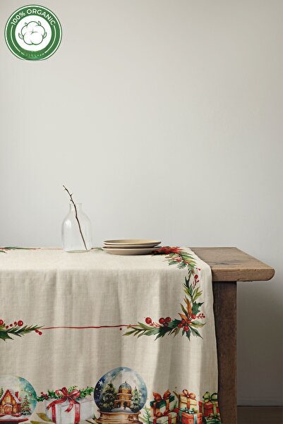 MOSHEYA HOME مفرش طاولة رقمي منقوش لعيد الميلاد مطبوع - 140 × 220 سم 140×240 ...