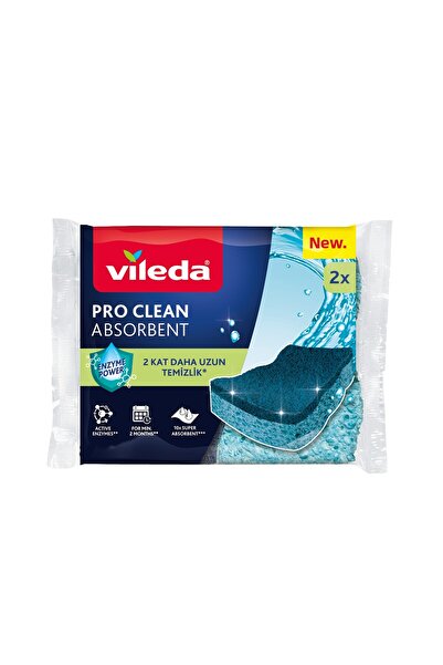 Vileda قطعتان من إسفنجة الأطباق السيلولوزية اللزجة من برو كلين
