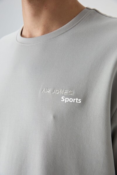 AIR JONES Stone Cotton Thick Soft Textured Oversize Fit Embroidered Men's Tracksuit Set - 85252