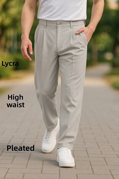 CEDY DENIM High Quality Men's Pleated Baggy Chino - High Waist C358-Stone