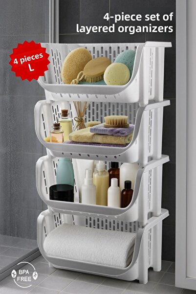 Nandy Home Set of 4 Multi-Purpose Organizers for Inside Cabinets, under the S...