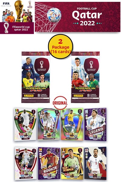 TOYFEST World Cup Panini Fifa 2022 Adrenalyn XL Qatar World Cup Trading Card (2 Packs 16 Cards)