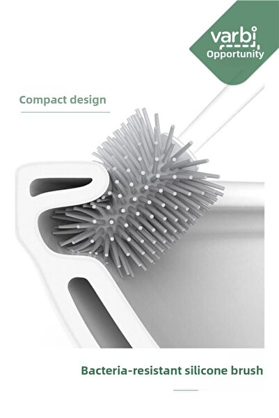 Varbifırsat Silicone Tip Toilet Brush Set - Toilet And Toilet Bowl Cleaning Brush - Square