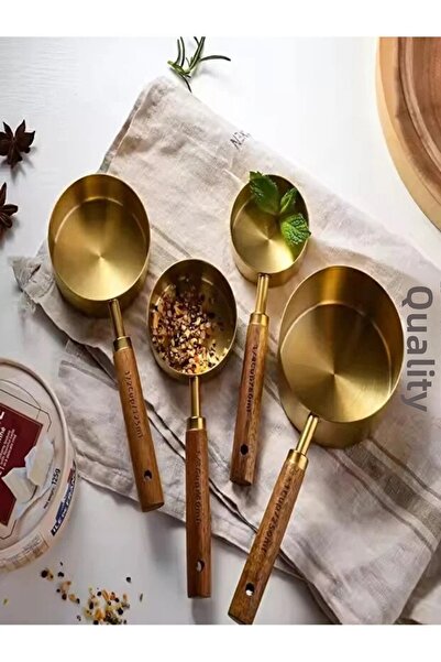 AKCAKESE 4 Pieces Large Size Stainless Steel Wooden Handle Pinterest Measurin...