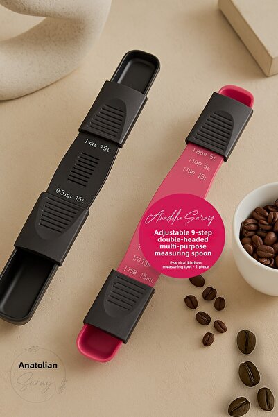 Anadolu Saray Adjustable 9-Stage Double-Headed Multi-Purpose Measuring Spoon - Practical Kitchen Measuring Tool - 1 Pcs