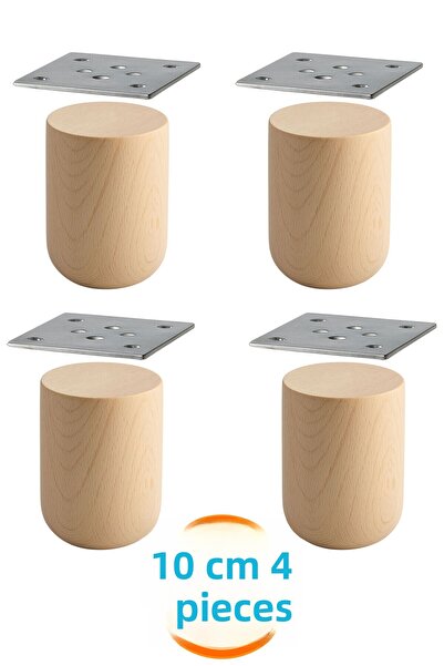 NZB Natural Wood 4 Pcs Leg Unpainted Raw Cylinder Furniture Armchair Sofa Leg Apparatus Included Bohemian 10 cm