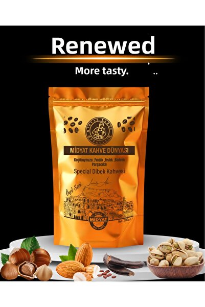 MİDYAT KAHVE DÜNYASI قهوة ديبك الخاصة (مع حبيبات البندق والفستق واللوز) الوزن الصافي: 200 جرام
