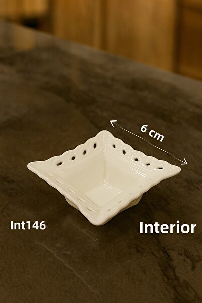 İnterlife 6-Piece Mini Porcelain Sauce Bowl and Jam Bowl Presentation Set 6X6 cm Square Porcelain Bowl