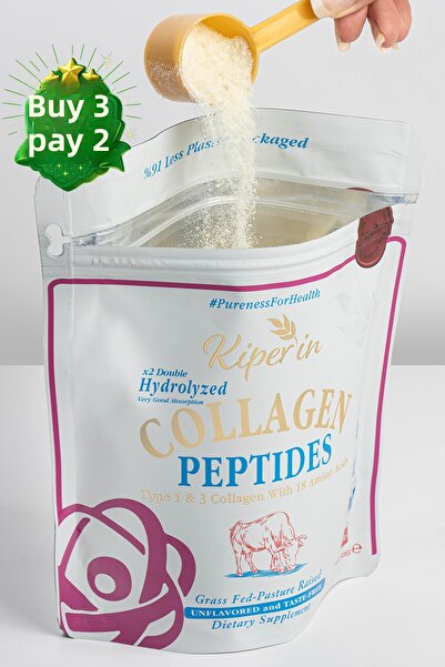 Kiperin Dietary Supplement Containing 100% Pure and Natural High Bioactive Double Hydrolyzed Collagen Peptides (300Gr)